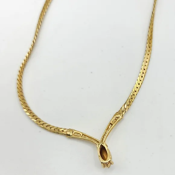 Vintage Avon Marquise Crystal Tennis Style Y-Necklace Gold Tone 17" - Picture 6 of 12